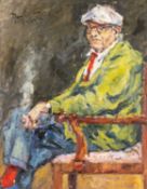 DAVID GRIFFITHS MBE (Welsh b. 1939) oil on canvas - entitled verso 'David Hockney RA', signed, 74