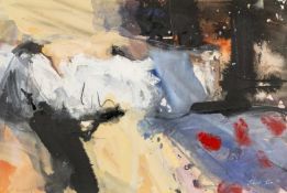 ‡ DAVID TRESS (British works Wales b. 1955) mixed media - entitled verso 'Late Sun (Lying) II' on