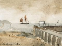 ‡ JOHN KNAPP-FISHER (British, lived, worked Wales 1931-2015) watercolour - entitled verso 'Thames