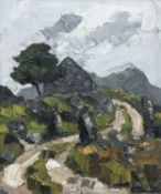 ‡ SIR KYFFIN WILLIAMS RA (Welsh 1918-2006) oil on canvas - entitled verso 'Old Barn, Ogwen' on