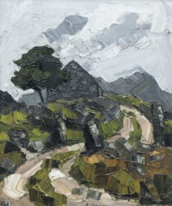 ‡ SIR KYFFIN WILLIAMS RA (Welsh 1918-2006) oil on canvas - entitled verso 'Old Barn, Ogwen' on