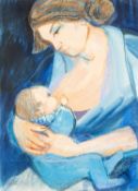 ‡ CLAUDIA WILLIAMS (British, lived, worked Wales 1933-2024) pastel - mother and child, signed, 38