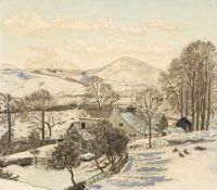 ‡ POWYS EVANS a.k.a 'QUIZ' (Welsh 1899-1981) oil on canvas - entitled verso 'Moel y Garnedd, Under