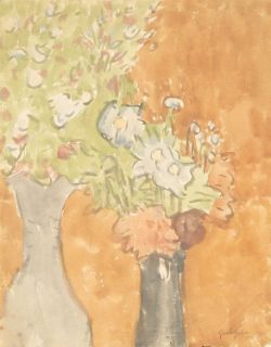 ‡ GWEN JOHN (Welsh 1876-1939) gouache on wove paper, circa 1930 - entitled verso 'Flowers' on Davies