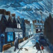 ‡ NICK HOLLY (Welsh b. 1968) oil - entitled verso 'Diana Street, Cardiff' on Albany Gallery label,