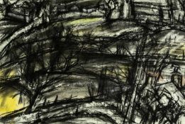 ‡ PETER PRENDERGAST (Welsh 1946-2007) charcoal and watercolour - entitled verso 'Black Watercolour