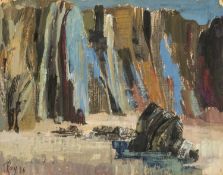 ‡ RAY HOWARD-JONES (British, lived, worked Wales 1903-1996) gouache on newspaper - Pembrokeshire