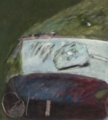 ‡ ROGER CECIL (Welsh 1942-2015) mixed media on paper - abstract landscape, verso 'Untitled', signed,