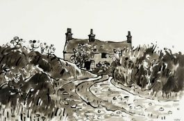 ‡ SIR KYFFIN WILLIAMS RA (Welsh 1918-2006) ink wash on paper - entitled verso 'Penrhyn Du', signed