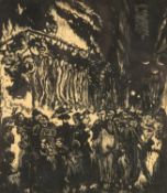 ‡ SIR FRANK BRANGWYN RA (Welsh 1867-1956) woodcut - entitled verso 'The Market', signed, 21 x