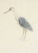 ‡ SIR KYFFIN WILLIAMS RA (Welsh 1918-2006) watercolour - study of a grey heron, signed with