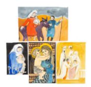 ‡ CLAUDIA WILLIAMS (British, lived, worked Wales 1933-2024) four watercolours - Christmas card