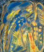 ‡ ERNEST ZOBOLE (Welsh 1927-1999) mixed media on paper - entitled verso 'In a landscape 1991', 27.