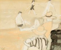 ‡ CLAUDIA WILLIAMS (British, lived, worked Wales 1933-2024) mixed media - figures relaxing on a