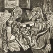 ‡ MERLYN EVANS (Welsh 1910-1973) etching - entitled 'The Chess Players', 41 x 41cms Provenance: by