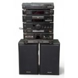 HI-FI EQUIPMENT: TECHNICS STACKING SYSTEM, with double cassette deck, CD player, turntable, twin