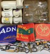 BREWERIANA, including badge, drinking glasses, crown cork openers, beer mats, etc. Provenance: