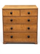 VINTAGE OAK & PINE CHEST of two over three long drawers, with turned knobs, 91 (h) x 87 (w) x