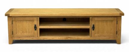 MODERN LIGHT OAK LOW & LONG STORAGE CUPBOARD / SIDEBOARD, 50 (h) x 182 (w) x 37cms (d) Provenance: