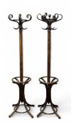 PAIR OF POLISHED BENT WOOD HAT, COAT & STICK STANDS, 193cms (h) Provenance: deceased estate Conwy