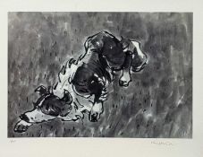 ‡ SIR KYFFIN WILLIAMS RA (1918-2006) artist's proof monochrome print - crouching sheepdog, fully