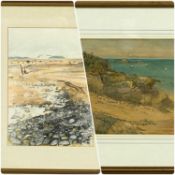 ‡ ROY OSTLE (British, 1930-1992) watercolour - Puffin Island from the beach at Aber, signed lower