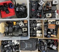HUGE ASSORTMENT OF CAMERAS, LENSES & ACCESSORIES, including Canon, Pentax, Minolta, and others