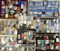 SMOKING EPHEMERA, including vintage lighters, box of Ronson spares, various cigarette boxes, etc.