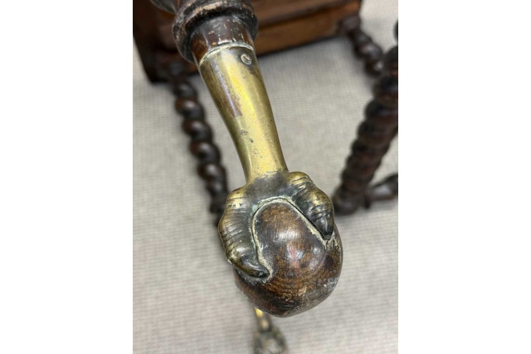 VICTORIAN OAK OBLONG SIDE TABLE, twist supports, brass and wooden ball-claw feet, 71 (h) x 92 (w) - Image 6 of 6