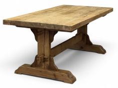 SOLIDLY BUILT PINE REFECTORY TABLE, 80 (h) x 201 (w) x 101cms (d) Provenance: private collection