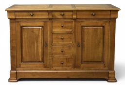 MODERN WALNUT-EFFECT SIDEBOARD, of two drawers and two cupboard doors, 110 (h) x 165 (w) x 55cms (d)