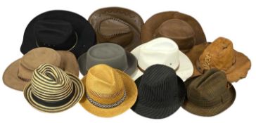 COLLECTION OF HATS, including a Mexican cowboy hat, two Australian outback style hats etc.