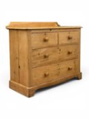 VINTAGE PINE CHEST, of two over two drawers, with turned knobs and rail back, 89 (h) x 106 (w) x