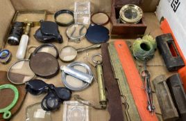 COLLECTION OF MAGNIFYING GLASSES, LOUPES & OTHER COLLECTABLES Provenance: deceased estate Ynys Môn