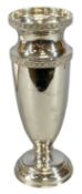 ELIZABETH II CIRCULAR SILVER PEDESTAL VASE, with bands of chased decoration, loaded base, Joseph