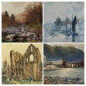 VARIOUS WELSH & OTHER ARTISTS, including WARREN WILLIAMS (1963-1941) watercolour - harbour scene