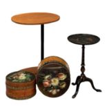 CHINOISERIE TYPE TRIPOD WINE TABLE, circular tray top, 52 (h) x 30cms (diam.); modern 'over the