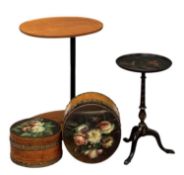 CHINOISERIE TYPE TRIPOD WINE TABLE, circular tray top, 52 (h) x 30cms (diam.); modern 'over the