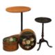 CHINOISERIE TYPE TRIPOD WINE TABLE, circular tray top, 52 (h) x 30cms (diam.); modern 'over the - Image 1 of 3
