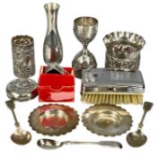 SILVER / WHITE METAL COLLECTABLES, including serviette ring, embossed and pierced bottle sleeve,