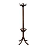 VICTORIAN MAHOGANY HAT, COAT & STICK STAND, with metallic hooks, 194cms (h) Provenance: deceased