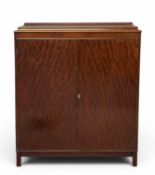 20TH CENTURY MAHOGANY BOOKCASE CUPBOARD, two doors with adjustable interior shelves, 124 (h) x