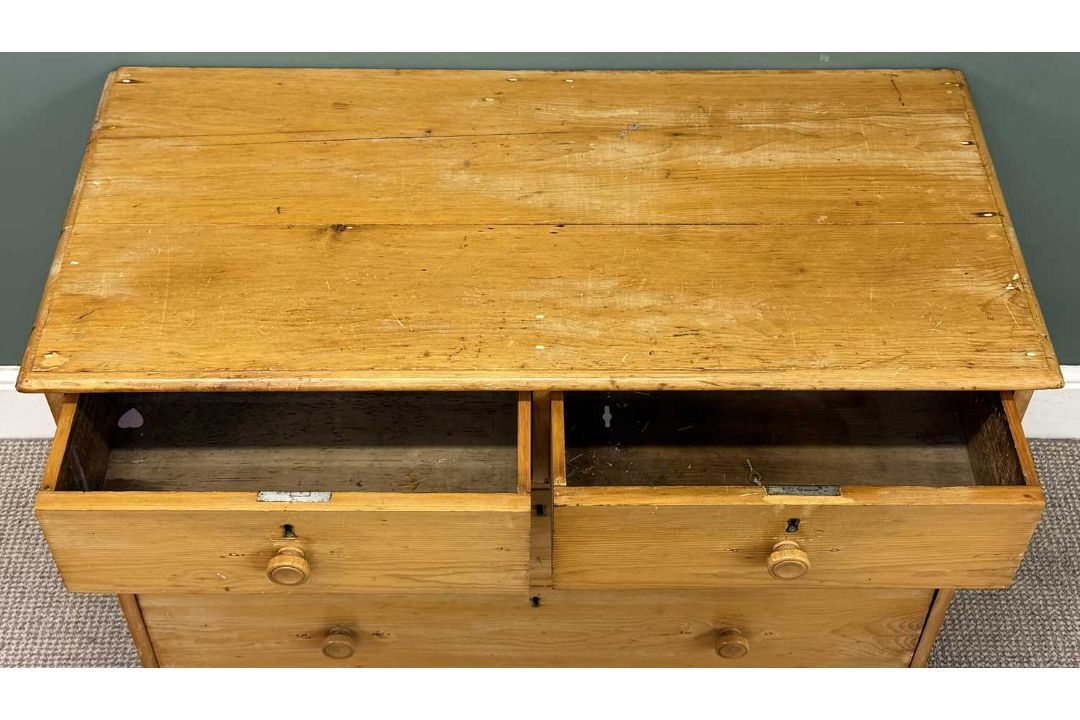 VINTAGE PINE CHEST of two over two drawers, 74 (h) x 106 (w) x 50cms (d) Provenance: deceased estate - Image 3 of 6