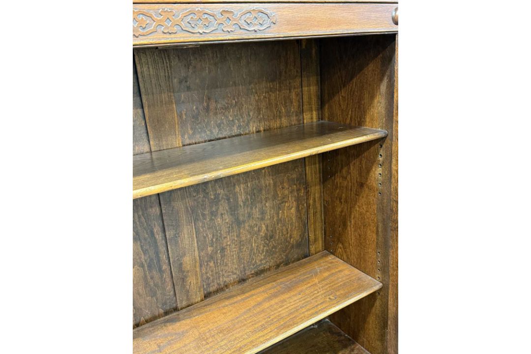 EDWARDIAN OAK BOOKCASE CUPBOARD, with twin glazed doors and base cupboard doors, 144 (h) x 103 (w) x - Image 3 of 5