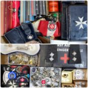 LARGE COLLECTION OF ST. JOHN'S AMBULANCE COLLECTABLES, including badges, buttons, first aid tins,