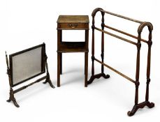 SMALL FURNITURE ASSORTMENT circa 1900s, to include two-tier square-top bedside table with single