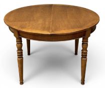 MODERN CIRCULAR EXTENDING DINING TABLE, 75 (h) x 120cms (diam.) (160cms extended) Provenance: