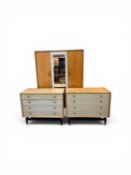 G PLAN MID-CENTURY BEDROOM FURNITURE, labelled 'E.G.', comprising wardrobe with bifold sliding doors
