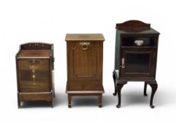 EDWARDIAN MAHOGANY FURNITURE, to include two fall-front coal boxes, 70cms (h) the tallest; and a