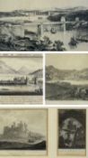 S & N BUCK & OTHER ANTIQUE ENGRAVERS North-west view of Caernarfon Castle, 27 x 45.5cms;